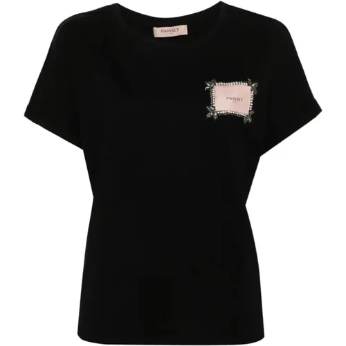 Twinset - Tops > T-Shirts - Black - Twinset - Modalova