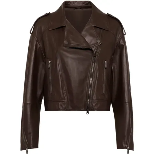 Jackets > Leather Jackets - - BRUNELLO CUCINELLI - Modalova