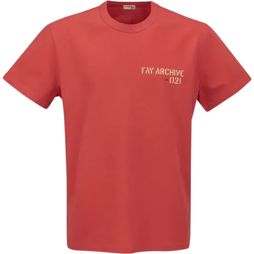 Fay - Tops > T-Shirts - Red - Fay - Modalova