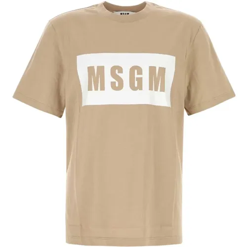 Msgm - Tops > T-Shirts - Beige - Msgm - Modalova