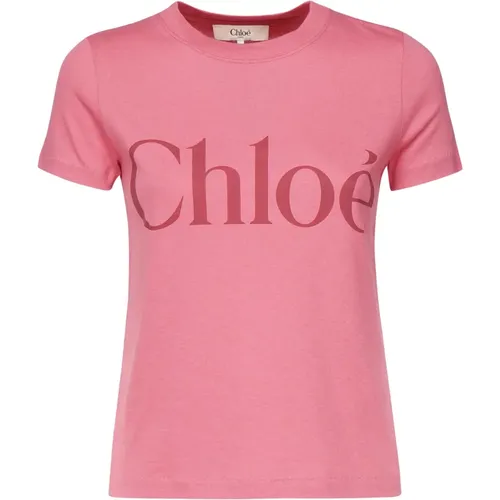 Chloé - Tops > T-Shirts - Pink - Chloé - Modalova