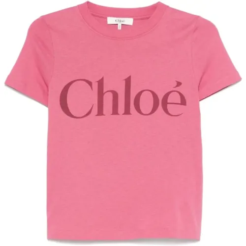 Chloé - Tops > T-Shirts - Pink - Chloé - Modalova