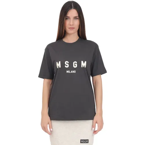 Msgm - Tops > T-Shirts - Gray - Msgm - Modalova