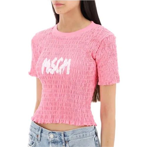 Msgm - Tops > T-Shirts - Pink - Msgm - Modalova