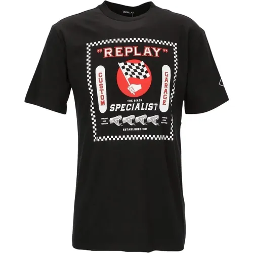 Replay - Tops > T-Shirts - Black - Replay - Modalova