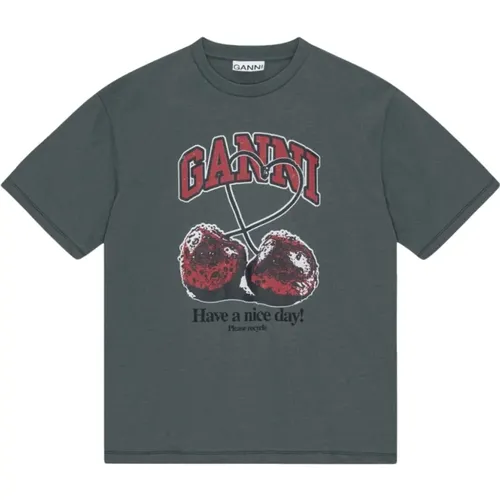 Ganni - Tops > T-Shirts - Gray - Ganni - Modalova