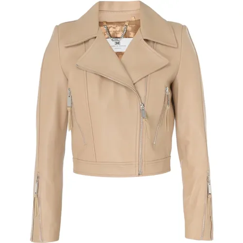 Jackets > Leather Jackets - - Elisabetta Franchi - Modalova