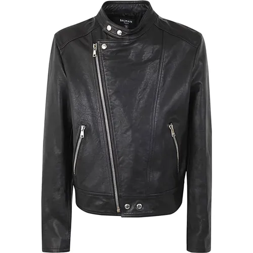 Jackets > Leather Jackets - - Balmain - Modalova