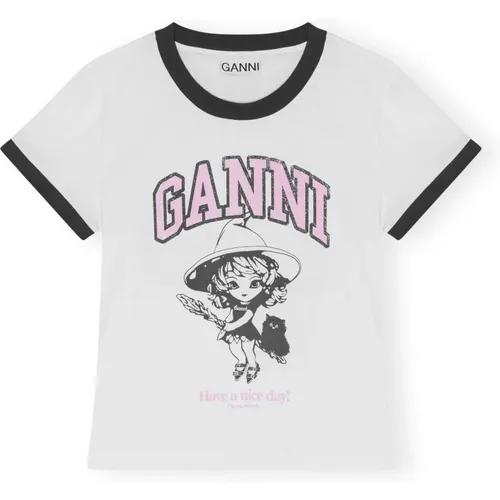 Ganni - Tops > T-Shirts - White - Ganni - Modalova