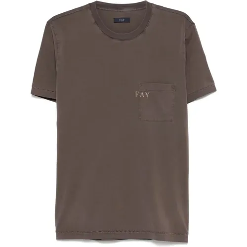 Fay - Tops > T-Shirts - Brown - Fay - Modalova