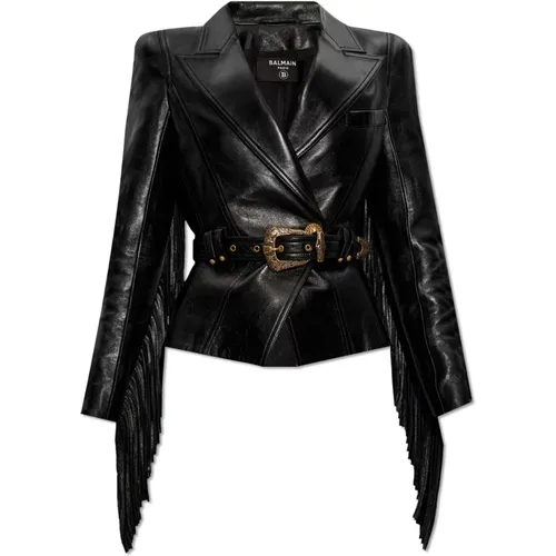 Jackets > Leather Jackets - - Balmain - Modalova