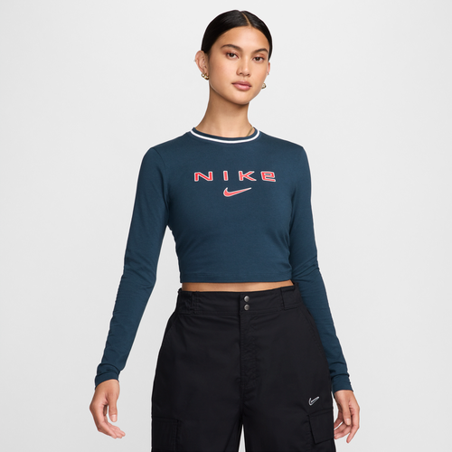 T-shirt slim court à manches longues et motif Sportswear Chill Knit - Nike - Modalova