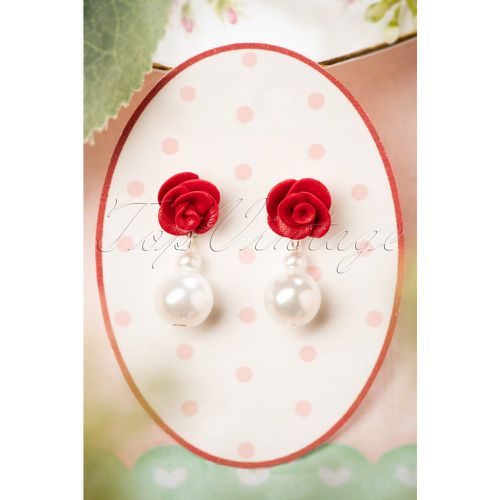 Rose and Pearl Earrings Années 50 en Ivoire - sweet cherry - Modalova