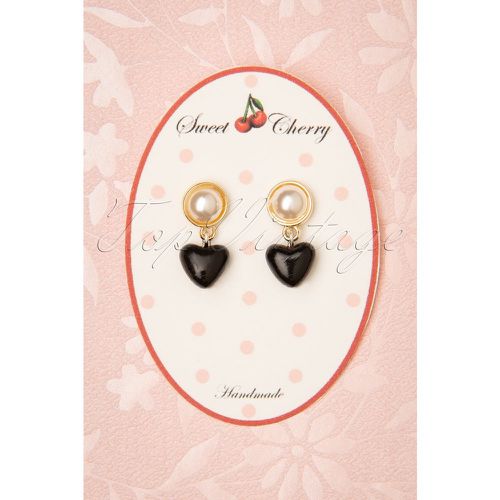 Pearl Heart Earrings Années 50 en et Doré - sweet cherry - Modalova
