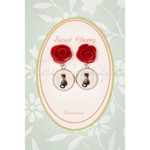 Kitty Cat Rose Earrings Années 50 en - sweet cherry - Modalova