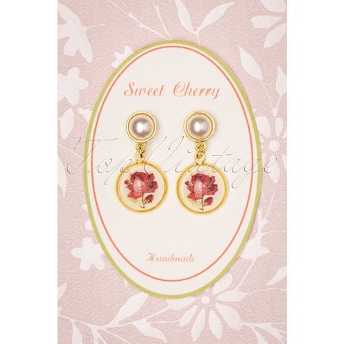 Pearl Roses Earrings Années 50 en Doré - sweet cherry - Modalova
