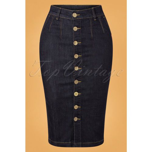 Second Skin Jeans Pencil Skirt Années 50 en Denim - rumble59 - Modalova