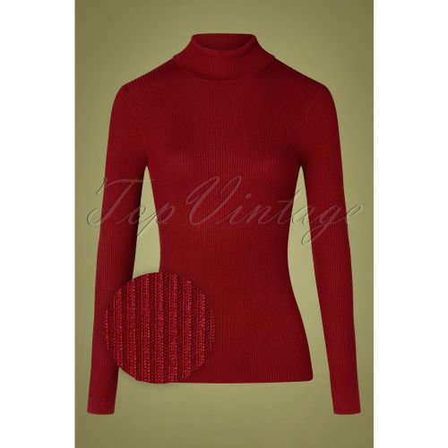 Spiros Turtleneck Top Années 60 en Bordeaux - bunny - Modalova