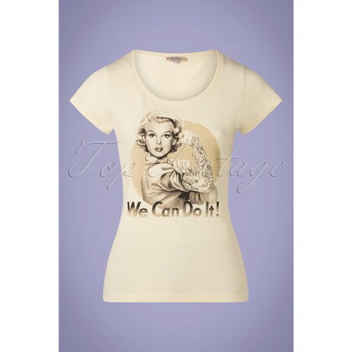 T-Shirt Marilyn Can Do It Années 50 en Blanc Cassé - rumble59 - Modalova