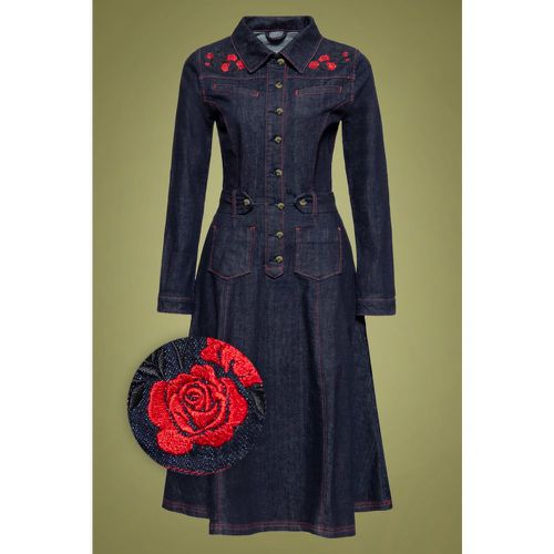 Western Roses Swing Dress Années 50 en Foncé - Queen Kerosin - Modalova