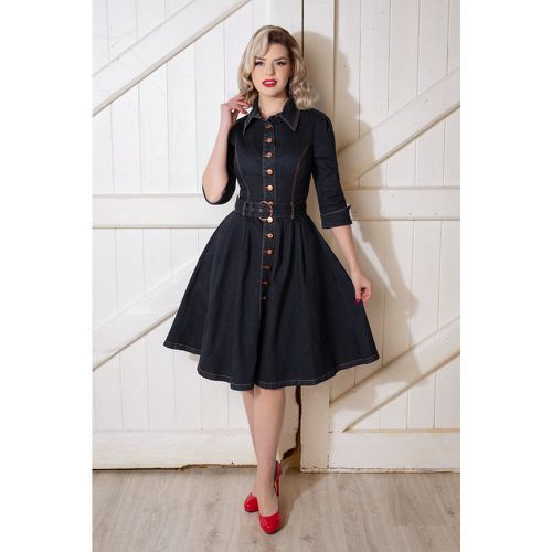 Lisa Swing Dress Années 50 en Denim Foncé - Rock-a-Booty - Modalova