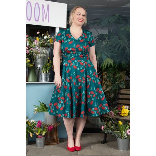 TopVintage exclusive ~ Olivia Short Sleeves Swing Dress Années 50 en Sarcelle - topvintage boutique collection - Modalova