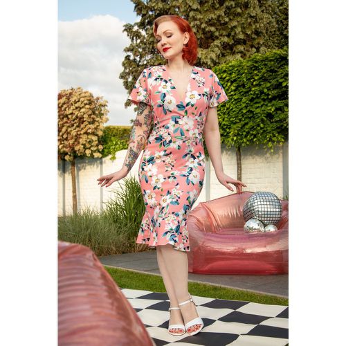 Katie Floral Pencil Dress en Pêche - vintage chic for topvintage - Modalova