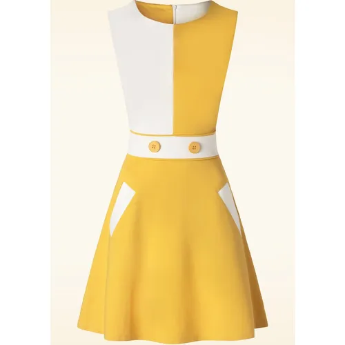 Robe contrastée Sixties en jaune - Vixen - Modalova