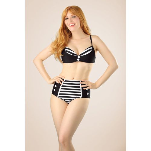 Joelle Stripes Bikini Pants Années 50 en et Blanc - Belsira - Modalova