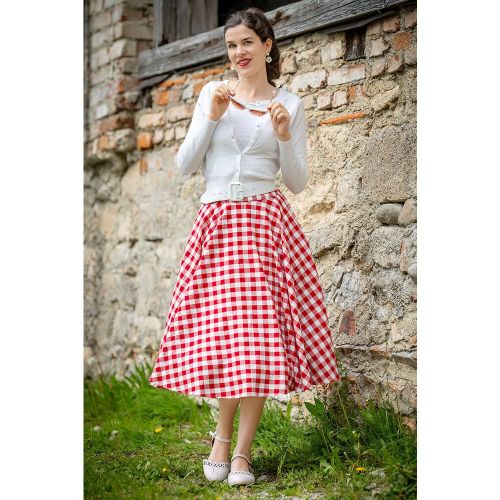 Row Boat Date Check Swing Skirt en - Banned Retro - Modalova
