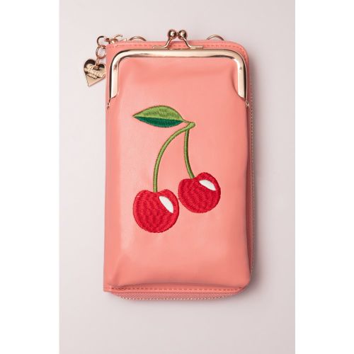 Sac Bandoulière pour Téléphone Cherry Pie en Corail - Banned Retro - Modalova