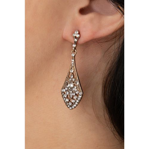 Boucles d'oreilles pendantes Art Deco Crystal en métal vieilli - lovely - Modalova