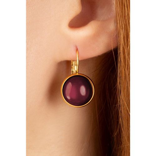 Goldplated Dot Earrings Années 60 en Aubergine - Urban Hippies - Modalova