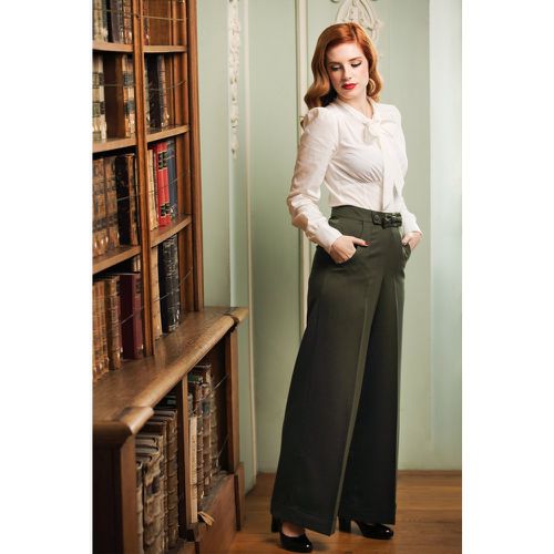 Mindy Hide Away Trousers Années 40 en olive - Banned Retro - Modalova