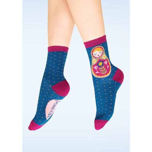 Chaussettes Matryoshka Doll en marine et framboise - powder - Modalova