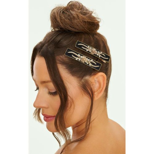 Barrettes Jewelled en anthracite et vert foncé - powder - Modalova