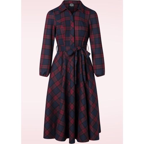 Robe évasée à carreaux écossaisn Kim en marine et bordeaux - hearts & roses - Modalova