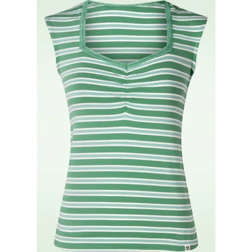 Laissez la romance régner avec le Top Vintage Caravan Stripes Green - blutsgeschwister - Modalova