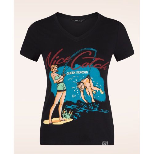 T-shirt Nice Catch en noir - Queen Kerosin - Modalova