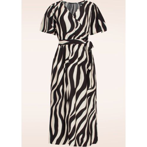Robe midi à motif zèbre Grace en cassé et - Smashed Lemon - Modalova