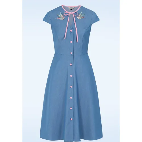 Robe Millie Swallow en Denim - Banned Retro - Modalova