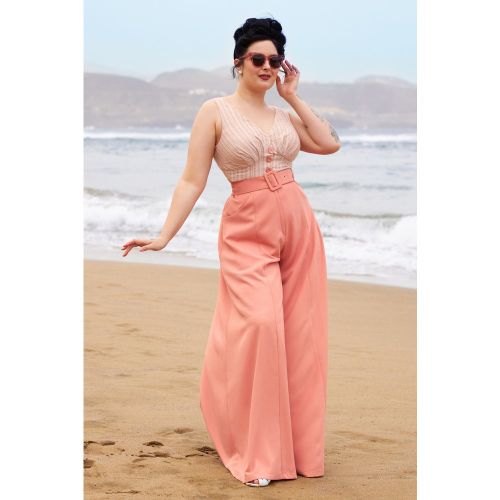 Combinaison palazzo Mallory Blush en pêche - miss candyfloss - Modalova