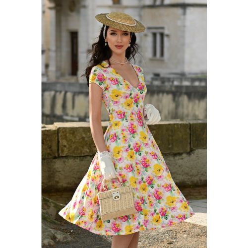 Robe évasée fleurie Polly en - vintage chic for topvintage - Modalova