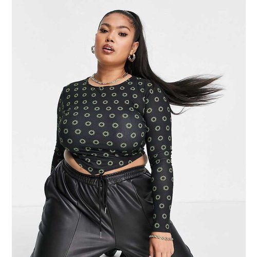 Curve - Halloween - Crop top à ourlet en pointe - Imprimé soleils verts - ASOS DESIGN - Modalova