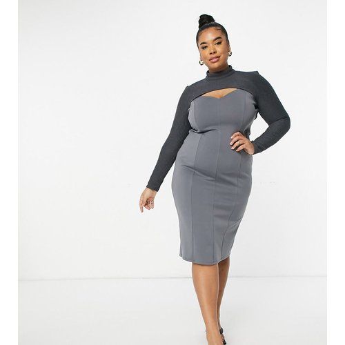 ASOS DESIGN Curve - Robe fourreau mi-longue côtelée effet superposition - ASOS Curve - Modalova