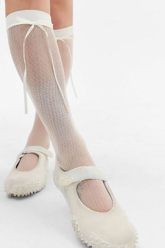 Chaussettes hautes en satin rayé avec naud en taille: TAILLE UNIQUE - Out From Under - Modalova
