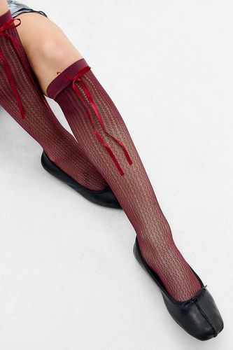 Chaussettes hautes en satin rayé avec naud en taille: TAILLE UNIQUE - Out From Under - Modalova