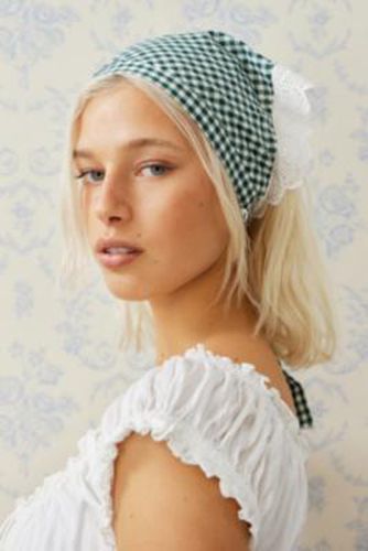 UO - Foulard de cheveux à imprimé vichy et dentelle par en Vert - Urban Outfitters - Modalova