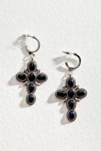 Boucles d'oreilles créoles UO Black Stone Cross par en taille: TAILLE UNIQUE - Urban Outfitters - Modalova