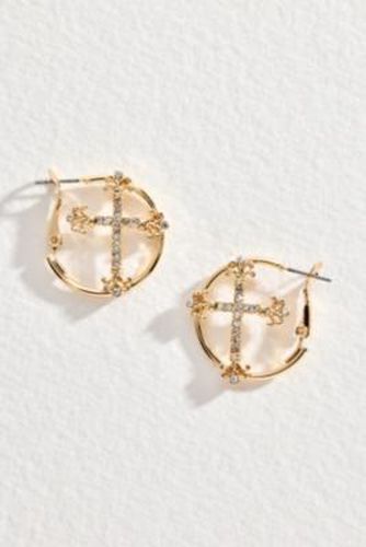 Boucles d'oreilles créoles UO Gold Cross par taille: TAILLE UNIQUE - Urban Outfitters - Modalova